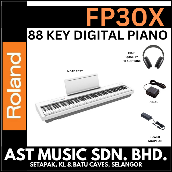 Roland FP30X 88 Keys Digital Piano Musician Package - White ( FP-30X / Fp30x )