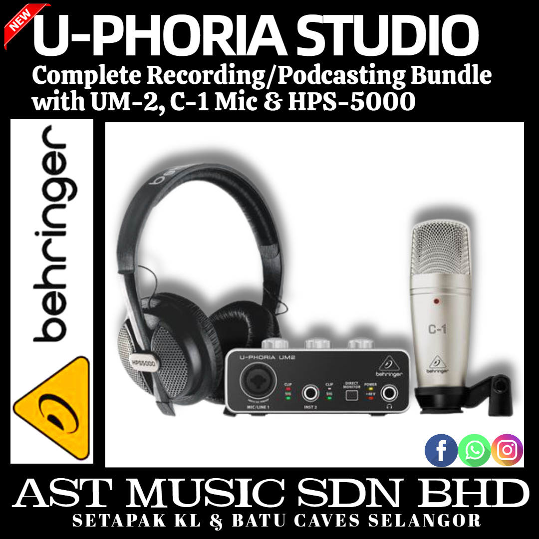 STUDIO　with　and　(UPHORIA　C-1　Complete　HPS-5000　Mic　Recording/Podcasting　Bhd　Bundle　Sdn　AST　Music　UM-2,　UM2　C1　HPS5000)　Behringer　U-PHORIA