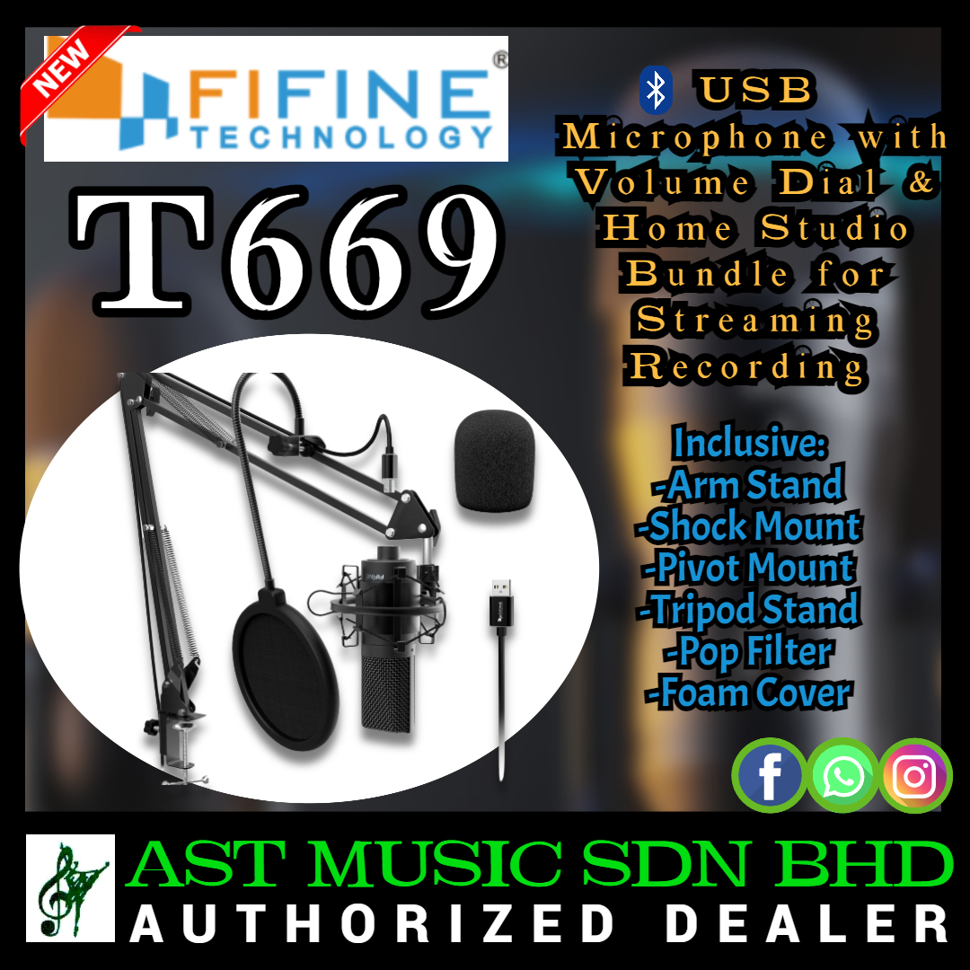 FIFINE T669 USB Microphone with Volume Dial & Home Studio Bundle