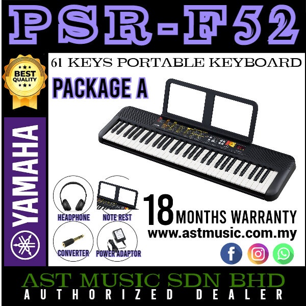 Yamaha PSR-F52 61 Keys Electronic Keyboard Portable Keyboard with Stand,  Bag (PSRF52)