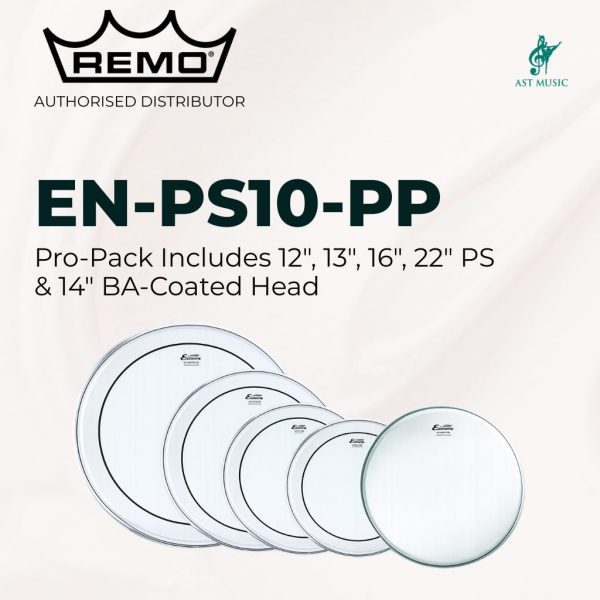 Encore Remo EN-PS10-PP 5-piece Drum Head Pack - 12"/13"/16"/22" with Free 14" Snare Batter Head