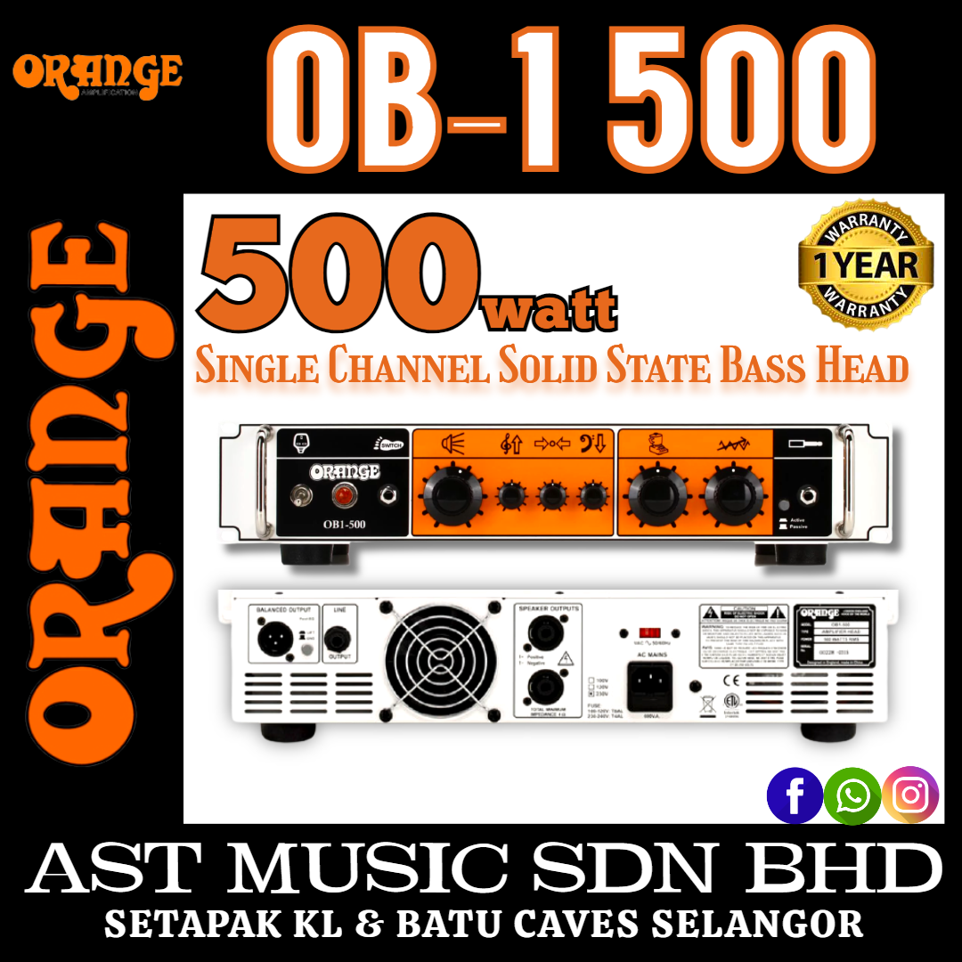 Orange OB1-500 500W Single Channel Solid State Bass Head Ob1 OB1  AST Music Sdn Bhd