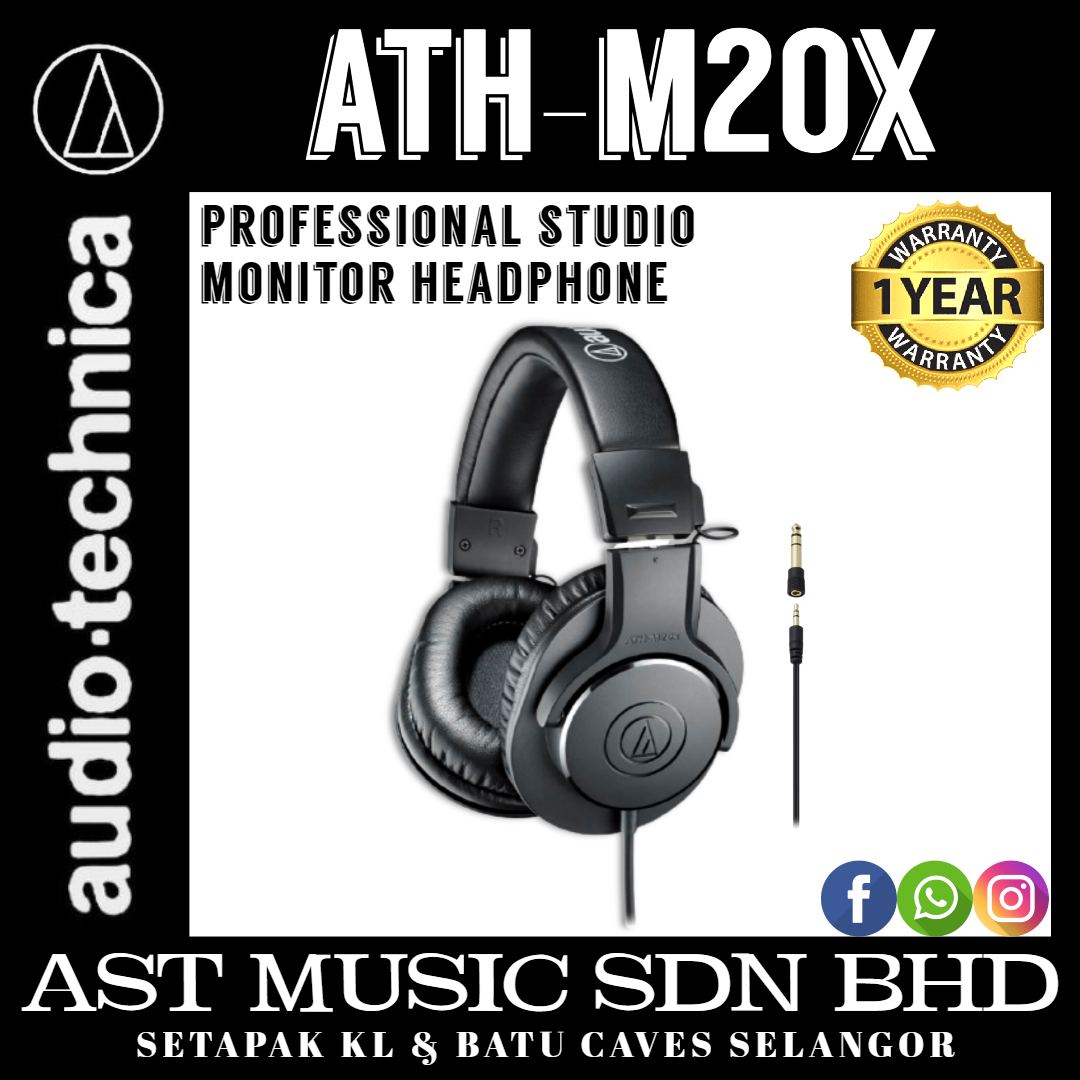 Audio-Technica ATH-M20X Professional Studio Monitor Headphones,  Black : Electronics
