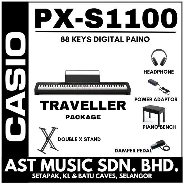 Casio PX-S1100 88 keys Digital Piano Traveler Set / PXS1100 - Black
