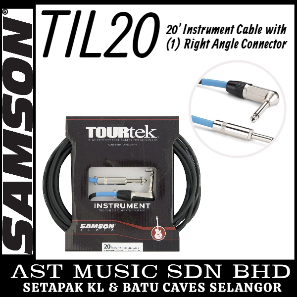 Samson Tourtek TIL20 20' Instrument Cable with (1) Right Angle Connector