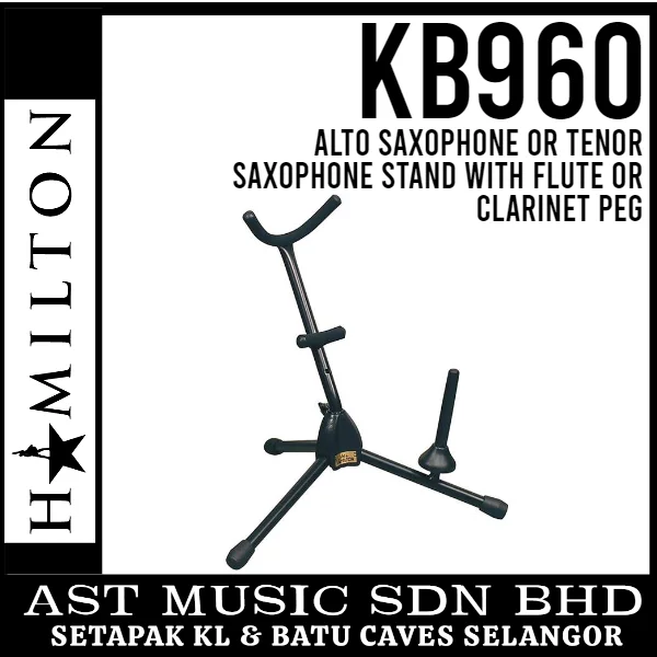 Hamilton KB960 Alto Saxophone Or Tenor Saxophone Stand With Flute Or Clarinet Peg (KB960)