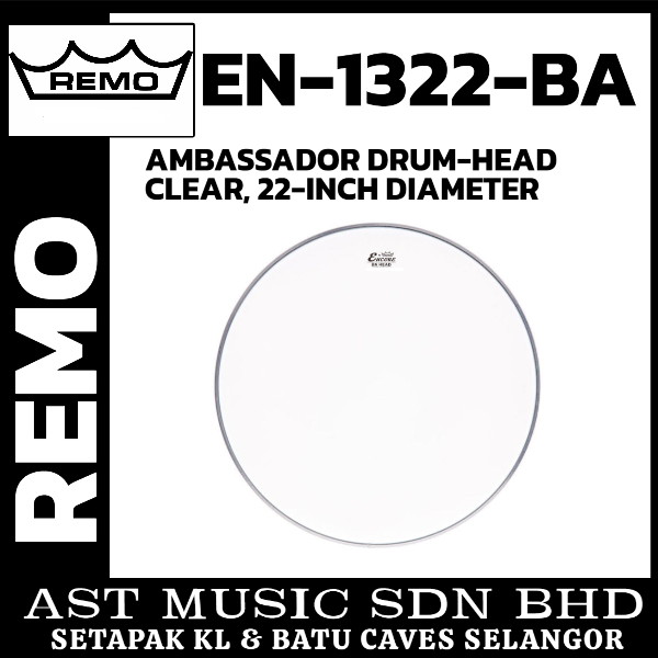 REMO EN-1322-BA AMBASSADOR DRUM-HEAD CLEAR, 22-INCH DIAMETER