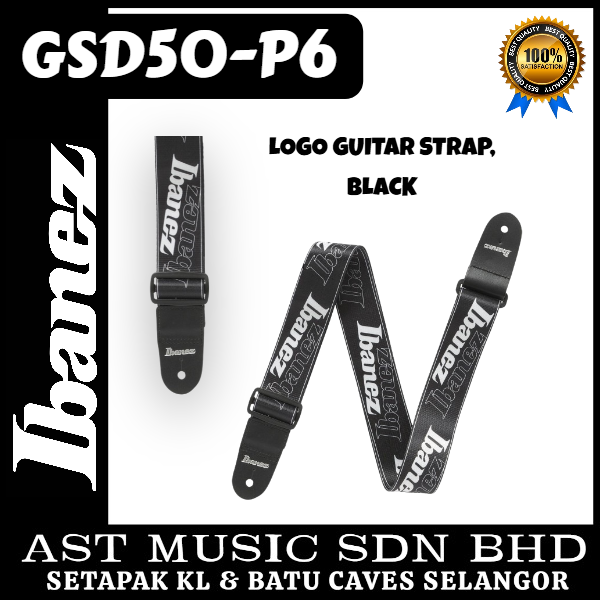 Ibanez GSD50-P6, Logo Guitar Strap - Black
