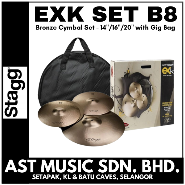 Stagg EXK SET B8 Bronze Cymbal Set - 14"/16"/20" with Gig Bag