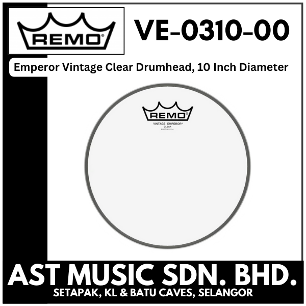 Remo VE-0310-00 Emperor Vintage Clear Drumhead, 10 Inch Diameter