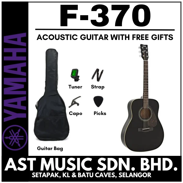 Yamaha F370 Acoustic Guitar with Package ( F-370 / f370 ) - Black