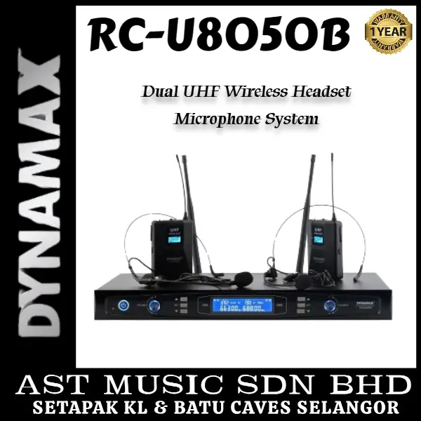 DYNAMAX RC-U8050B Dual UHF Wireless Headset Microphone (rc-u8050b)