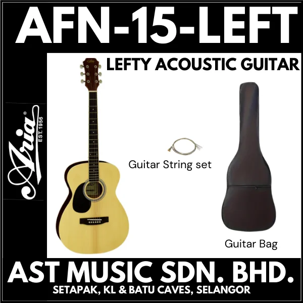 Aria AFN-15 Left Handed Acoustic Folk Body Guitar in Natural Gloss / AFN15 / AFN 15