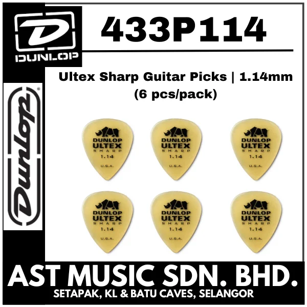 Jim Dunlop 433P114 Ultex Sharp Guitar Picks | 1.14mm (6 pcs/pack)