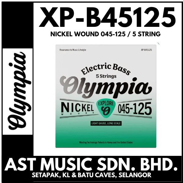 Olympia XP-B45125 Nickel 5-string Electric Bass String set / XPB45125, 0.045-0.125