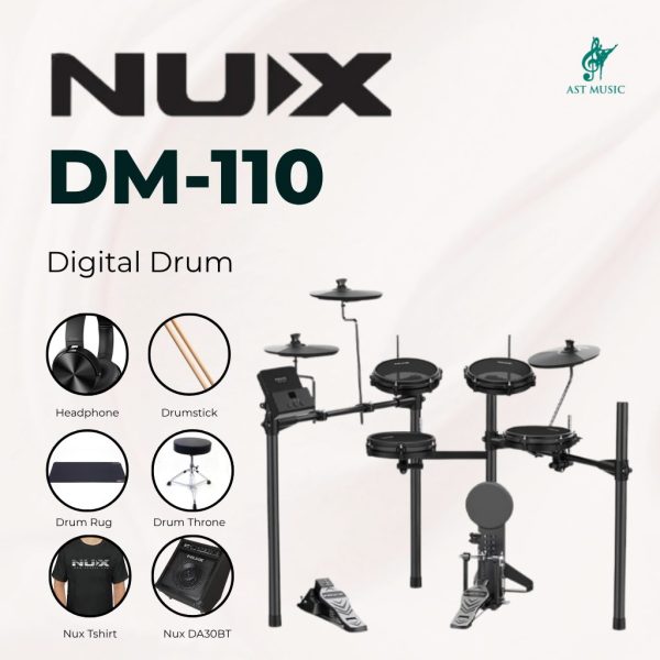 NUX DM-110 5 Piece Digital Electronic Drum Set / DM110 with DA30BT