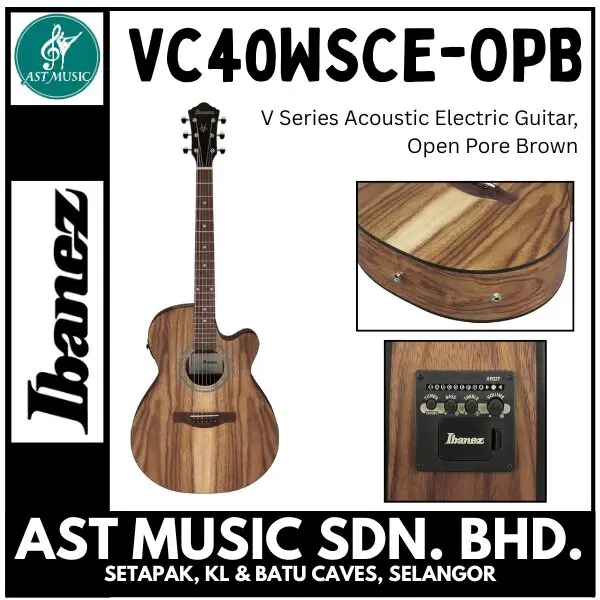 Ibanez VC40WSCE-OPB V Series Acoustic Electric Guitar, Open Pore Brown