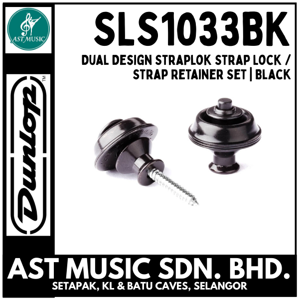 Jim Dunlop SLS1033BK Dual Design Straplok Strap Lock / Strap Retainer Set | Black