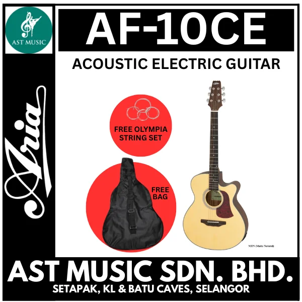 Aria AF-10CE Acoustic Electric Guitar / AF10ce / AF10 CE with bag and tuner - MTN