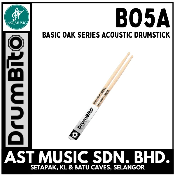 DrumBito BO5A Basic Oak Series Acoustic Drumstick - 5A [Best Budget Beginner Drumstick]
