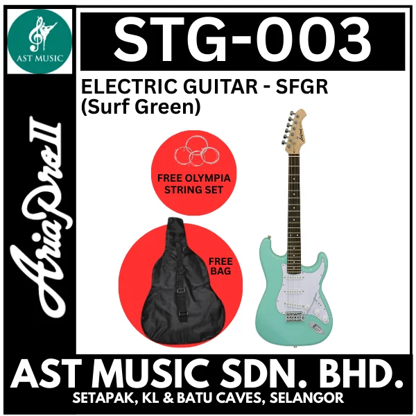 Aria Pro ii STG-003 Electric Guitar / STG003 / STG 003 - with bag and set string - SFGR (Surf Green)