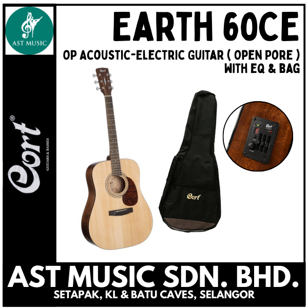 Cort Earth 60CE OP Acoustic-Electric Guitar ( Open Pore ) with EQ and bag