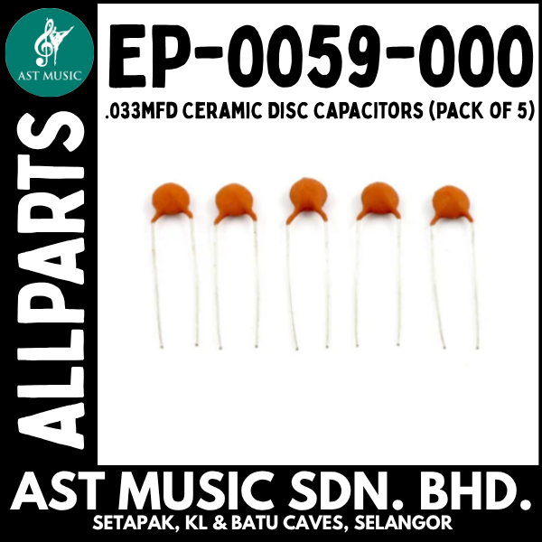 ALLPARTS EP-0059-000 .033mfd Ceramic Disc Capacitors (Pack of 5) .033 mfd ceramic disc capacitors (5 pcs.).