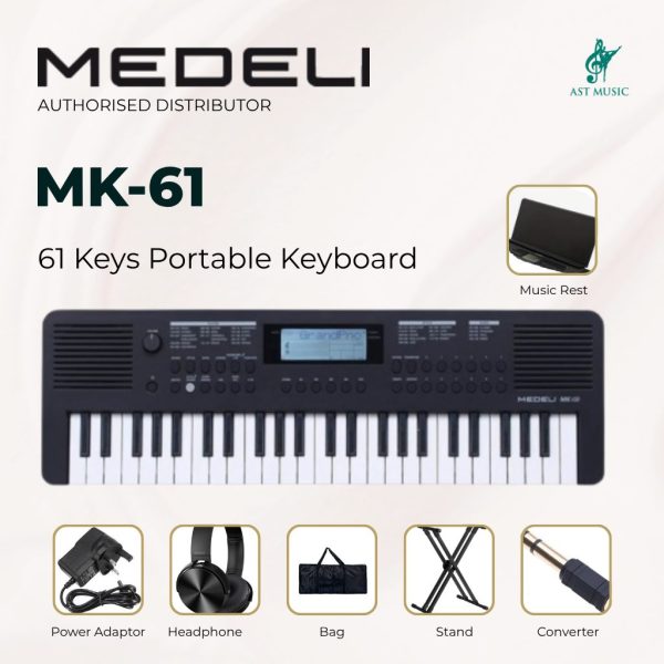 Medeli MK61 61 Keys Portable Keyboard - Package B