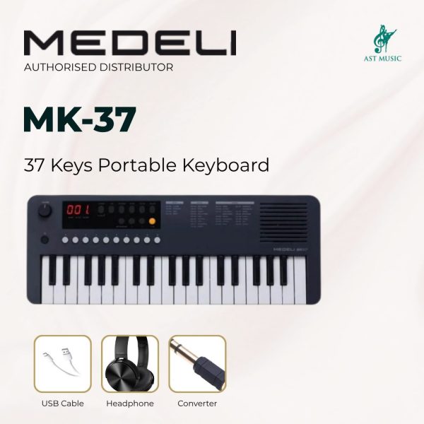 Medeli MK37 37 Key Portable Mini Keyboard - Black - Package 2