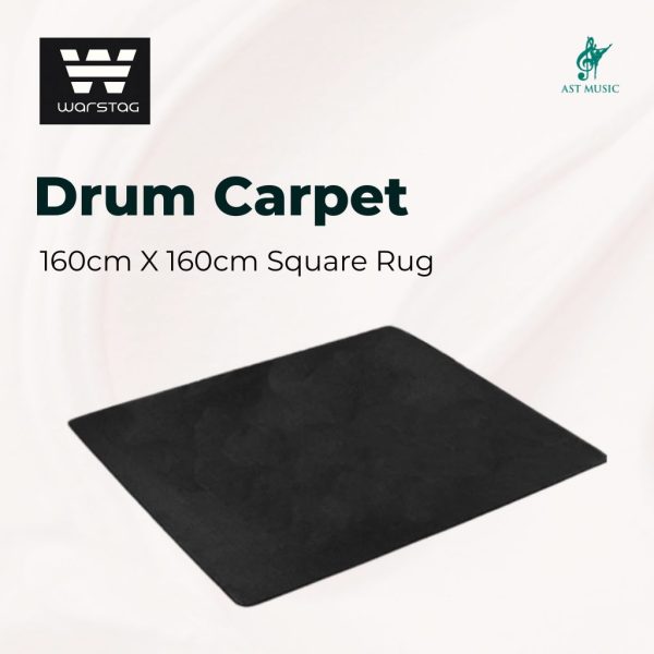 Warstag Drum Carpet 160cm X 160cm Square Rug For Acoustic Digital Drum with Rubber Bottom Anti Slip Mat (Black)
