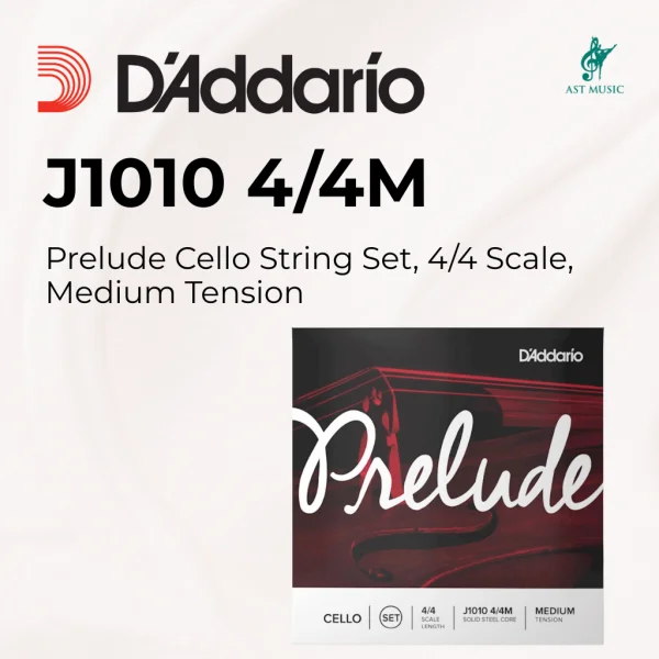D'addario J1010 4/4M Prelude Cello String Set Medium Tension 4/4 Scale Full Size Cello